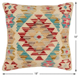 handmade Traditional Pillow Beige Red Hand-Woven SQUARE 100% WOOL Hand woven turkish pillow2' x 2'