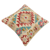 handmade Traditional Pillow Beige Red Hand-Woven SQUARE 100% WOOL Hand woven turkish pillow2' x 2'