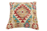 handmade Traditional Pillow Beige Red Hand-Woven SQUARE 100% WOOL Hand woven turkish pillow2' x 2'