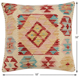 handmade Traditional Pillow Beige Red Hand-Woven SQUARE 100% WOOL Hand woven turkish pillow2' x 2'