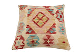 handmade Traditional Pillow Beige Red Hand-Woven SQUARE 100% WOOL Hand woven turkish pillow2' x 2'