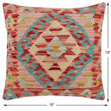 handmade Traditional Pillow Red Blue Hand-Woven SQUARE 100% WOOL Hand woven turkish pillow2' x 2'