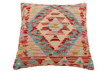 handmade Traditional Pillow Red Blue Hand-Woven SQUARE 100% WOOL Hand woven turkish pillow2' x 2'