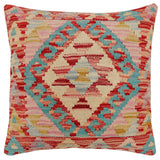 handmade Traditional Pillow Red Blue Hand-Woven SQUARE 100% WOOL Hand woven turkish pillow2' x 2'