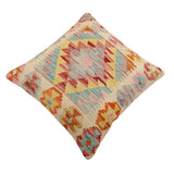 handmade Traditional Pillow Beige Red Hand-Woven SQUARE 100% WOOL Hand woven turkish pillow2' x 2'