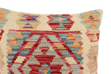 handmade Traditional Pillow Beige Red Hand-Woven SQUARE 100% WOOL Hand woven turkish pillow2' x 2'