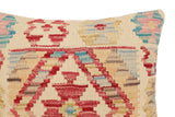 handmade Traditional Pillow Beige Red Hand-Woven SQUARE 100% WOOL Hand woven turkish pillow2' x 2'