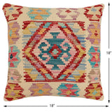 handmade Traditional Pillow Beige Red Hand-Woven SQUARE 100% WOOL Hand woven turkish pillow2' x 2'