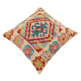 handmade Traditional Pillow Beige Red Hand-Woven SQUARE 100% WOOL Hand woven turkish pillow2' x 2'