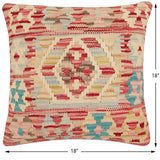 handmade Traditional Pillow Red Blue Hand-Woven SQUARE 100% WOOL Hand woven turkish pillow2' x 2'