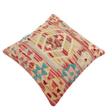 handmade Traditional Pillow Red Blue Hand-Woven SQUARE 100% WOOL Hand woven turkish pillow2' x 2'