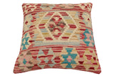 handmade Traditional Pillow Red Blue Hand-Woven SQUARE 100% WOOL Hand woven turkish pillow2' x 2'