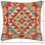 handmade Traditional Pillow Red Blue Hand-Woven SQUARE 100% WOOL Hand woven turkish pillow2' x 2'