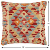 handmade Traditional Pillow Red Blue Hand-Woven SQUARE 100% WOOL Hand woven turkish pillow2' x 2'