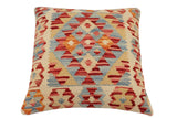 handmade Traditional Pillow Red Blue Hand-Woven SQUARE 100% WOOL Hand woven turkish pillow2' x 2'