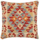 handmade Traditional Pillow Red Blue Hand-Woven SQUARE 100% WOOL Hand woven turkish pillow2' x 2'