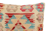 handmade Traditional Pillow Beige Red Hand-Woven SQUARE 100% WOOL Hand woven turkish pillow2' x 2'