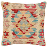 handmade Traditional Pillow Beige Red Hand-Woven SQUARE 100% WOOL Hand woven turkish pillow2' x 2'