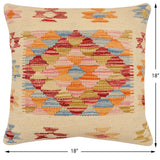 handmade Traditional Pillow Beige Rust Hand-Woven SQUARE 100% WOOL Hand woven turkish pillow2' x 2'