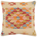 handmade Traditional Pillow Beige Rust Hand-Woven SQUARE 100% WOOL Hand woven turkish pillow2' x 2'