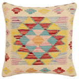 handmade Traditional Pillow Beige Rust Hand-Woven SQUARE 100% WOOL Hand woven turkish pillow2' x 2'