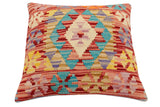 handmade Traditional Pillow Red Blue Hand-Woven SQUARE 100% WOOL  Hand woven turkish pillow  2 x 2