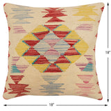 handmade Traditional Pillow Beige Red Hand-Woven SQUARE 100% WOOL Hand woven turkish pillow2' x 2'