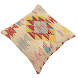 handmade Traditional Pillow Beige Red Hand-Woven SQUARE 100% WOOL Hand woven turkish pillow2' x 2'