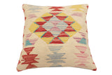 handmade Traditional Pillow Beige Red Hand-Woven SQUARE 100% WOOL Hand woven turkish pillow2' x 2'