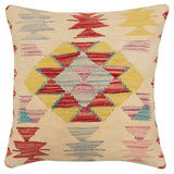 handmade Traditional Pillow Beige Red Hand-Woven SQUARE 100% WOOL Hand woven turkish pillow2' x 2'