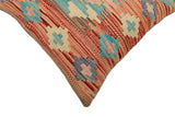 handmade Traditional Pillow Rust Blue Hand-Woven SQUARE 100% WOOL Hand woven turkish pillow2' x 2'