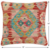 handmade Traditional Pillow Red Blue Hand-Woven SQUARE 100% WOOL Hand woven turkish pillow2' x 2'