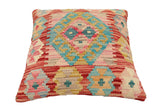 handmade Traditional Pillow Red Blue Hand-Woven SQUARE 100% WOOL Hand woven turkish pillow2' x 2'