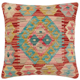 handmade Traditional Pillow Red Blue Hand-Woven SQUARE 100% WOOL Hand woven turkish pillow2' x 2'