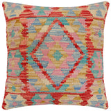 handmade Traditional Pillow Rust Blue Hand-Woven SQUARE 100% WOOL Hand woven turkish pillow2' x 2'