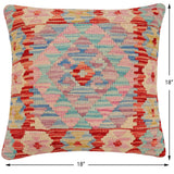 handmade Traditional Pillow Rust Blue Hand-Woven SQUARE 100% WOOL Hand woven turkish pillow2' x 2'