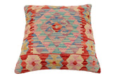 handmade Traditional Pillow Rust Blue Hand-Woven SQUARE 100% WOOL Hand woven turkish pillow2' x 2'