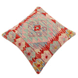 handmade Traditional Pillow Rust Blue Hand-Woven SQUARE 100% WOOL Hand woven turkish pillow2' x 2'