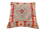 handmade Traditional Pillow Rust Blue Hand-Woven SQUARE 100% WOOL Hand woven turkish pillow2' x 2'