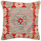 handmade Traditional Pillow Rust Blue Hand-Woven SQUARE 100% WOOL Hand woven turkish pillow2' x 2'