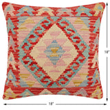 handmade Traditional Pillow Rust Blue Hand-Woven SQUARE 100% WOOL Hand woven turkish pillow2' x 2'