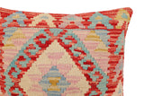 handmade Traditional Pillow Rust Blue Hand-Woven SQUARE 100% WOOL Hand woven turkish pillow2' x 2'