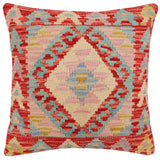 handmade Traditional Pillow Rust Blue Hand-Woven SQUARE 100% WOOL Hand woven turkish pillow2' x 2'