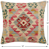 handmade Traditional Pillow Beige Red Hand-Woven SQUARE 100% WOOL Hand woven turkish pillow2' x 2'