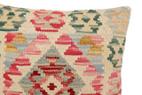 handmade Traditional Pillow Beige Red Hand-Woven SQUARE 100% WOOL Hand woven turkish pillow2' x 2'