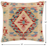 handmade Traditional Pillow Rust Blue Hand-Woven SQUARE 100% WOOL Hand woven turkish pillow2' x 2'