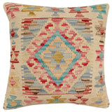 handmade Traditional Pillow Red Blue Hand-Woven SQUARE 100% WOOL Hand woven turkish pillow2' x 2'