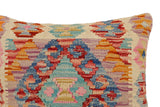 handmade Traditional Pillow Rust Blue Hand-Woven SQUARE 100% WOOL  Hand woven turkish pillow  2 x 2