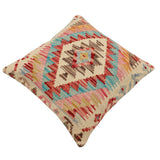 handmade Traditional Pillow Rust Blue Hand-Woven SQUARE 100% WOOL  Hand woven turkish pillow  2 x 2