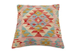 handmade Traditional Pillow Red Beige Hand-Woven SQUARE 100% WOOL Hand woven turkish pillow2' x 2'